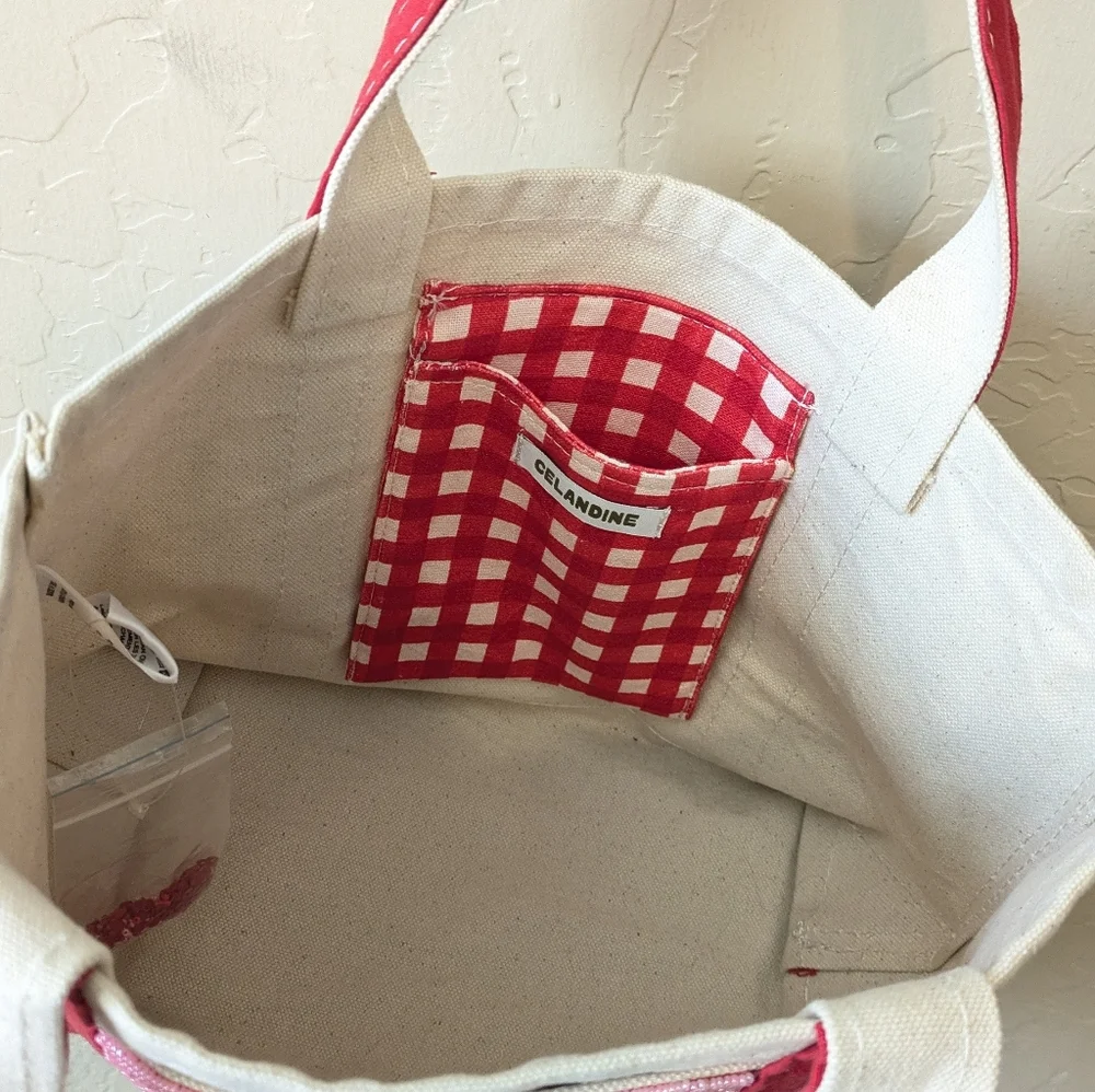 Anthropologie Celandine Beaded Lobester Canvas Tote - Picture 6 of 7